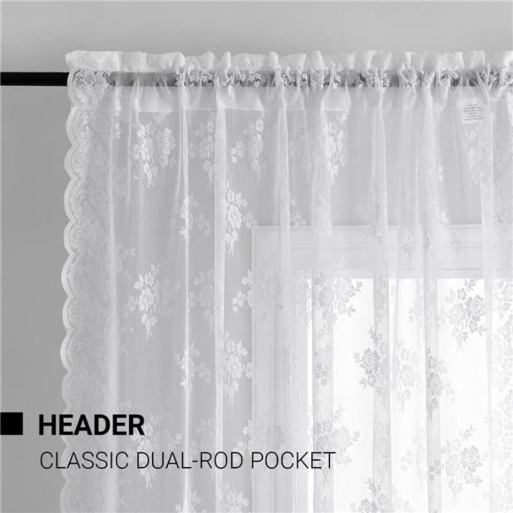Lace Curtains 84 Inches Long - Floral Embroidery Country Lace Sheer Curtains - Picture 3 of 7